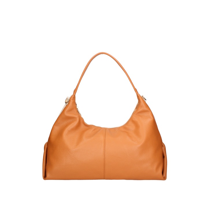 Roberta Rossi, Geanta de piele cu bareta de umar si model in doua tonuri, Bej, Caramel