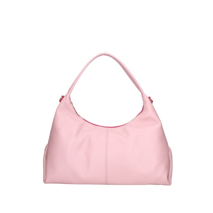 Roberta Rossi, Geanta de piele cu bareta de umar si model in doua tonuri, Fucsia, Roz pal