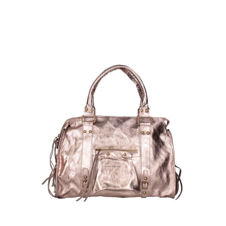 Gave Lux, Geanta din piele cu bareta de umar si nituri, Bronz