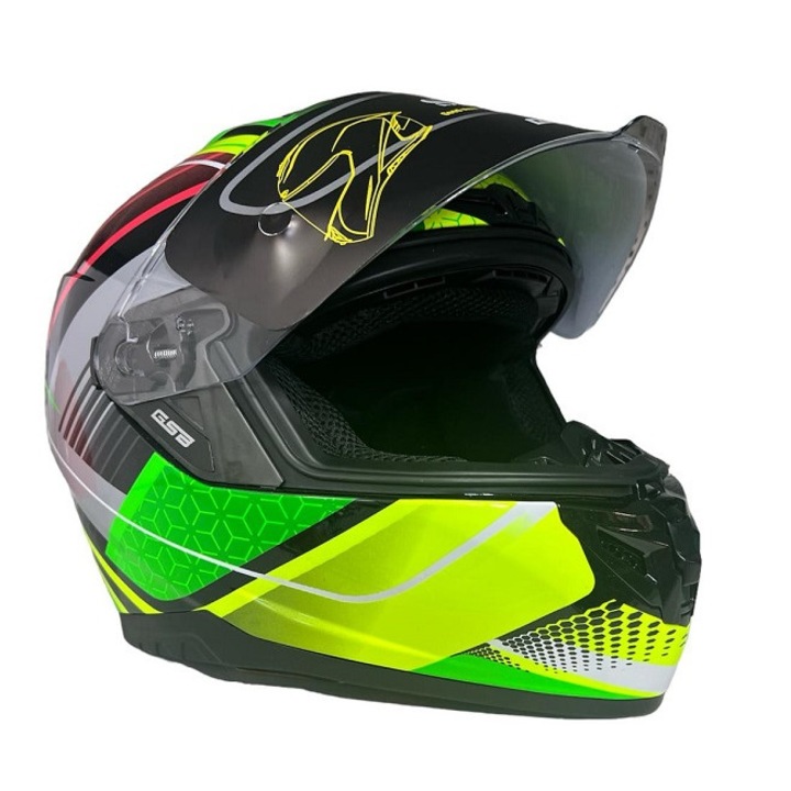 Full face/Integrál motoros sisak, többszínű, L-es méret (59-60), gránát modell