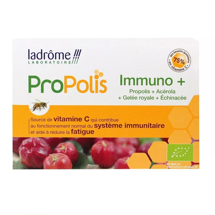 Fiole Bio pentru sustinerea imunitatii cu propolis, Propolis Immuno+, 20 fiole x 10 ml