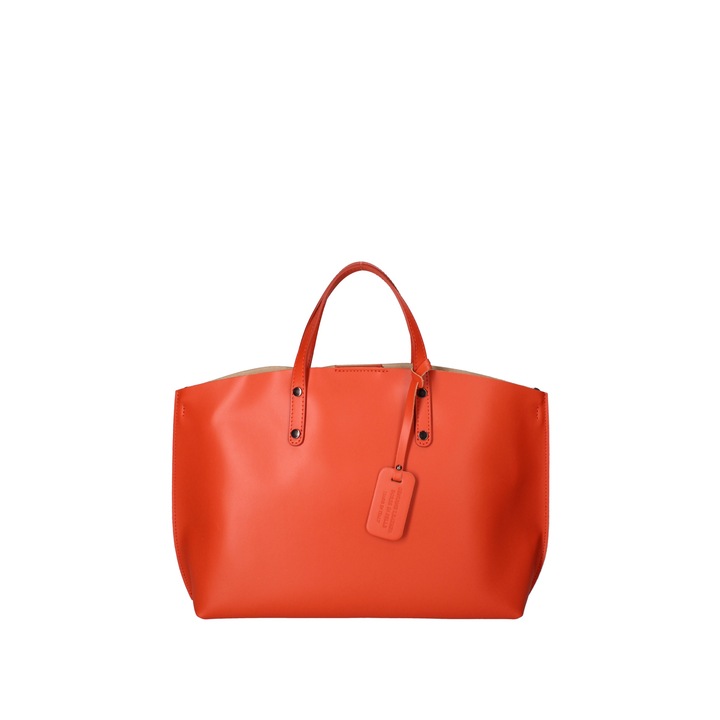 Gave Lux, Geanta de piele cu bareta si etui interior detasabil, Portocaliu mandarina