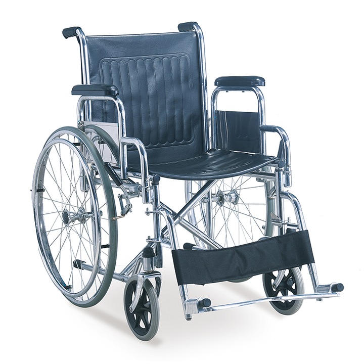 Kézi hajtású kerekesszék, acél váz és levehető kéz- és lábtámasztó fogantyúk Dr. Happy JL901
