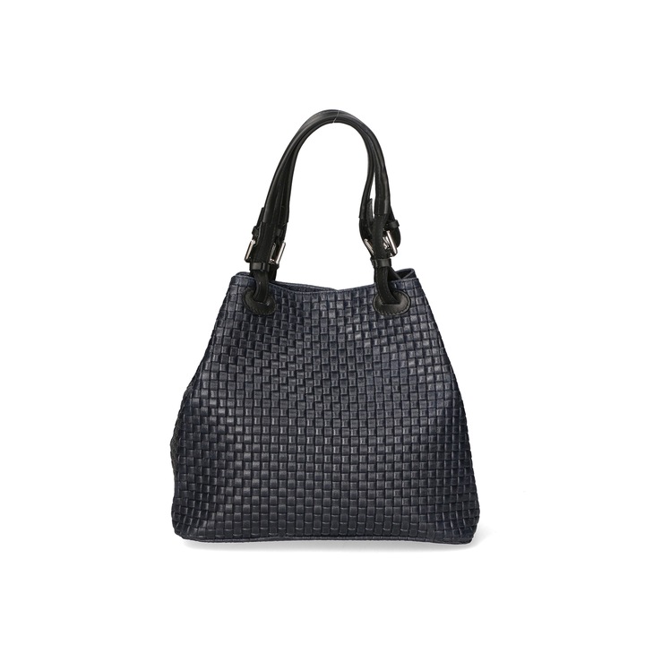 Gave Lux, Geanta hobo din piele cu aspect tesut, Albastru