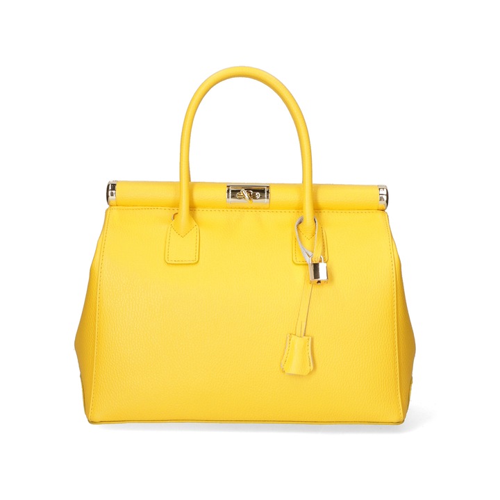 Gave Lux, Geanta de piele cu maner si bareta detasabila, Galben