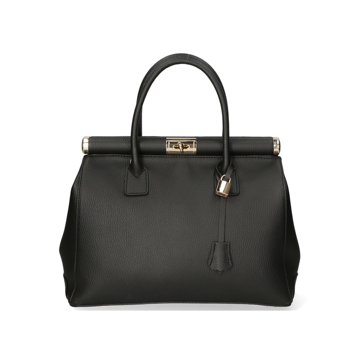 Gave Lux, Geanta de piele cu maner si bareta detasabila, Negru