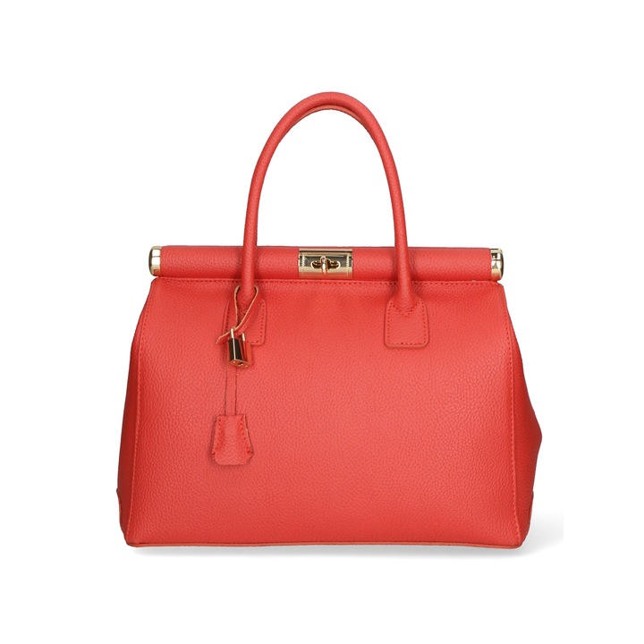 Gave Lux, Geanta de piele cu maner si bareta detasabila, Rosu deschis