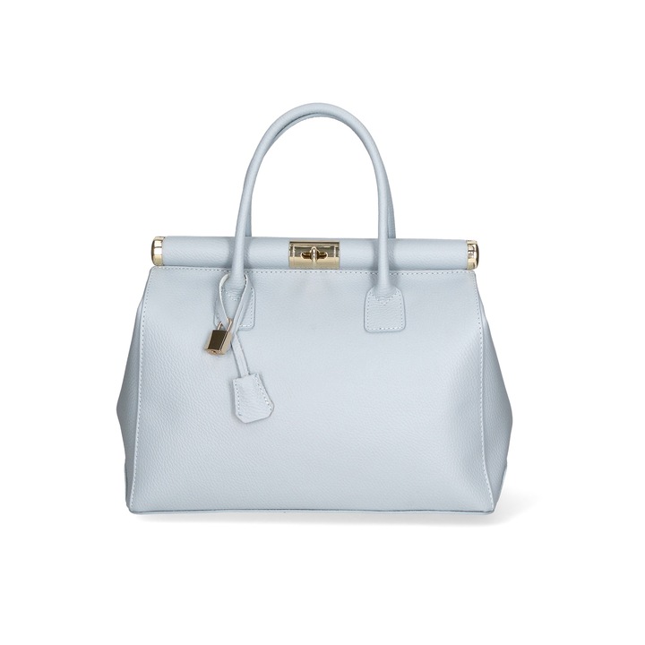 Gave Lux, Geanta de piele cu maner si bareta detasabila, Albastru pastel