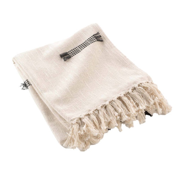 JULINE pamut ágytakaró rojtokkal, 125 x 150 cm