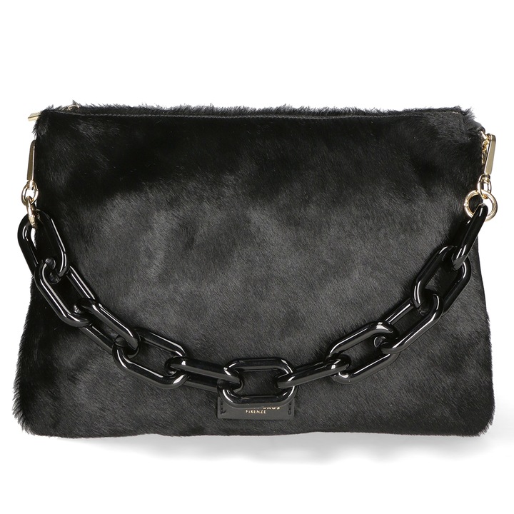 My-Best Bag, Geanta shopper de piele cu par scurt, Negru