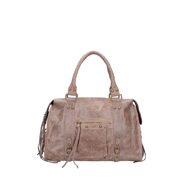 Gave Lux, Geanta din piele cu manere in partea de sus Elara, Maro taupe