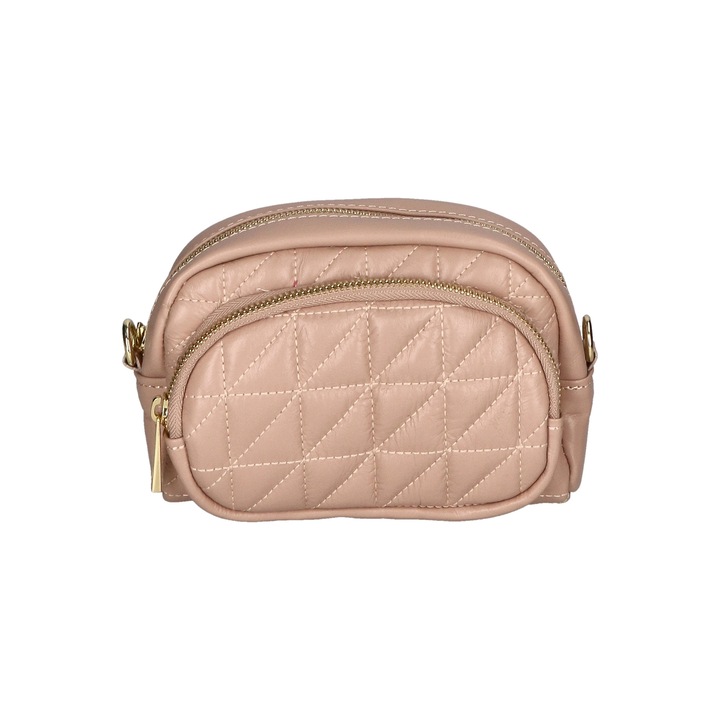 Gave Lux, Geanta crossbody cu buzunar frontal cu fermoar, Maro nisip