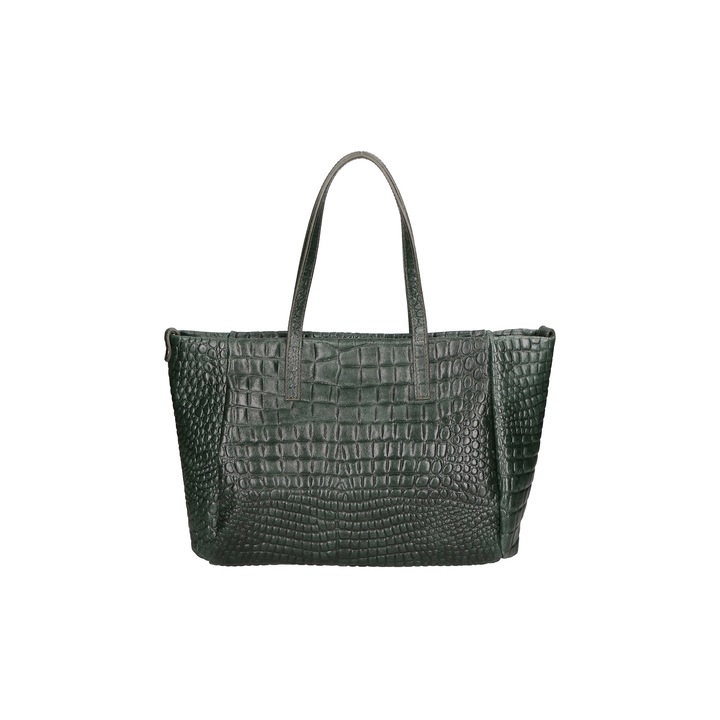 Gave Lux, Geanta shopper de piele cu aspect de piele de crocodil, Verde