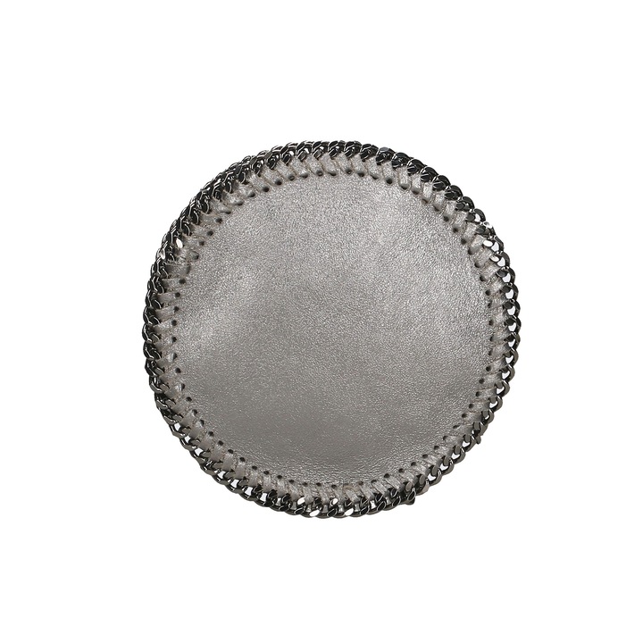 Gave Lux, Geanta crossbody cu insertii lant, Argintiu inchis