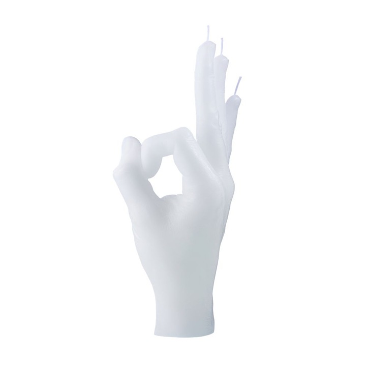 Декоративна свещ CandleHand, OK, H 21 см, реалистичен размер и текстура, готова за подарък кутия, памучен фитил, ръчна изработка, бяла