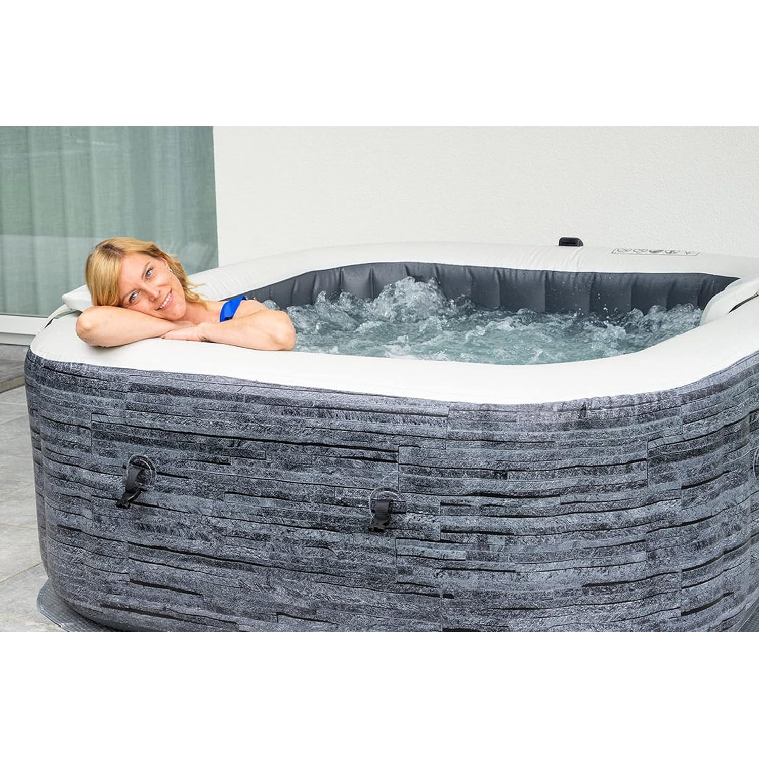 Jacuzzi gonflabil cu hidromasaj Greystone Bubble Spa Intex, 140 duze ...