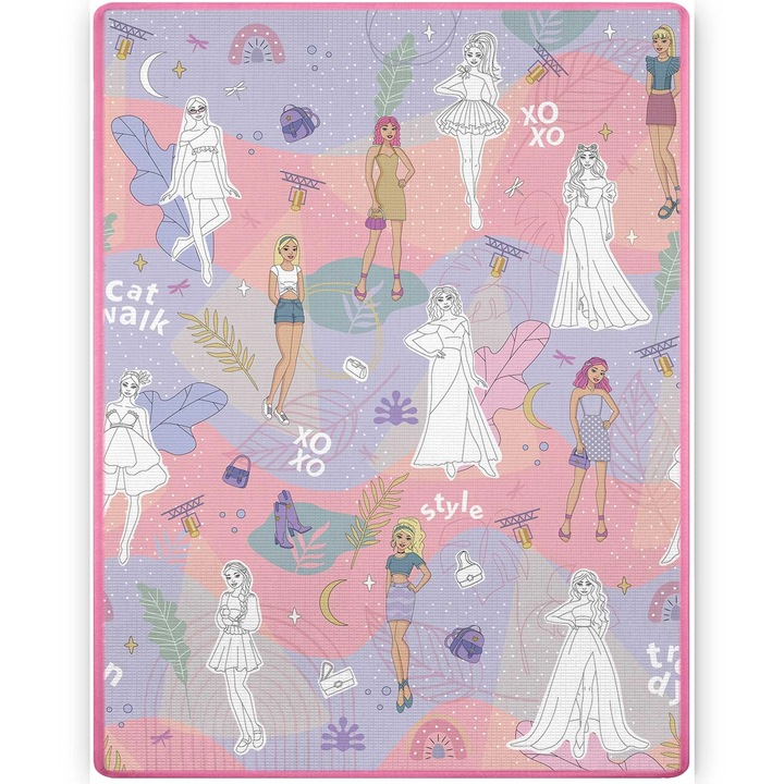 Мек дунапренов килим с включени маркери, "LikeSmart FASHION", лесен за почистване, може да се пере, осигурява топлоизолация, 120x90 см