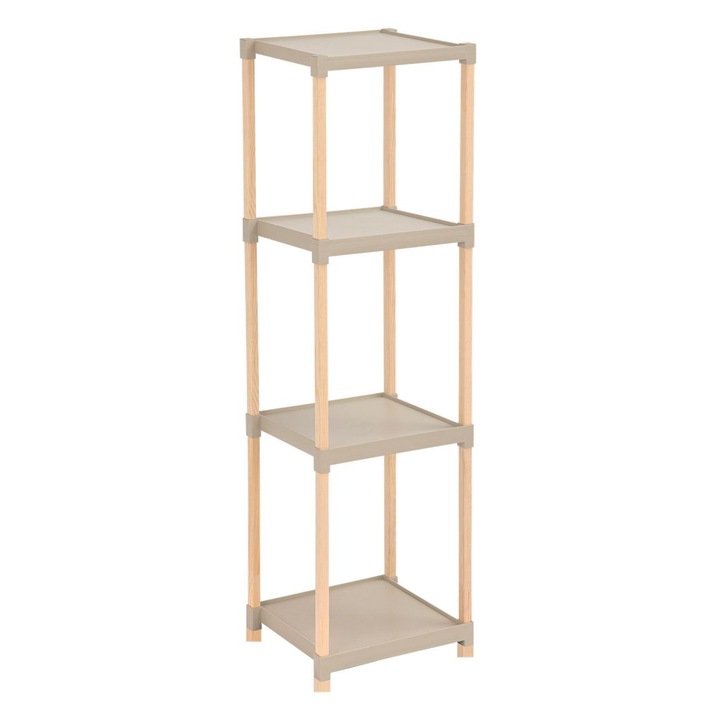 Etajera din lemn Shopiens® cu 4 rafturi din plastic, 25x26x100 cm