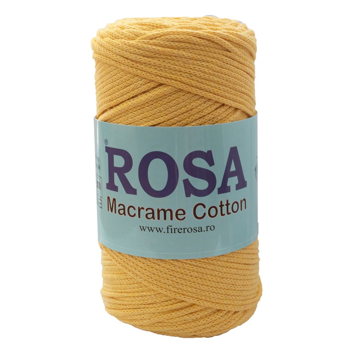 Bobina fir tricotat Rosa Macrame Cotton 705, 80% bumbac-20% poliester, 250 g, galben
