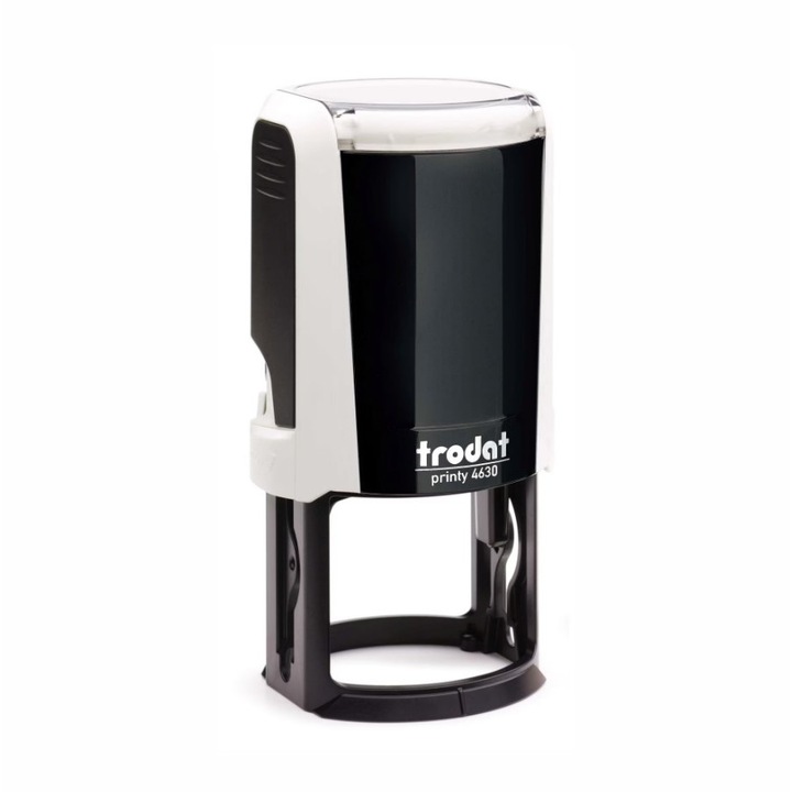 Stampila TRODAT Printy 4630 cu capac de protectie, rotund cu diametrul 30mm, alba