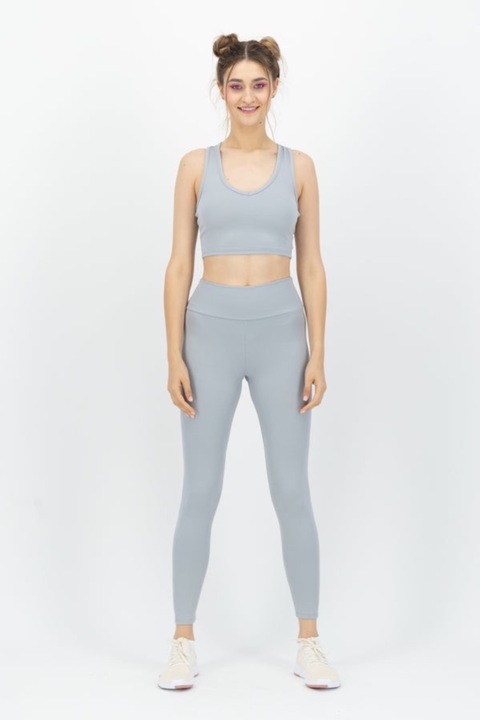 Set bustiera si colanti cu aspect striat dama, Kings & Clowns, Gri, Gri