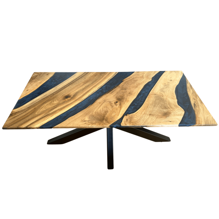 Маса за кафе Finecraft "Deep Blue", изработена от орехово дърво и епоксидна смола