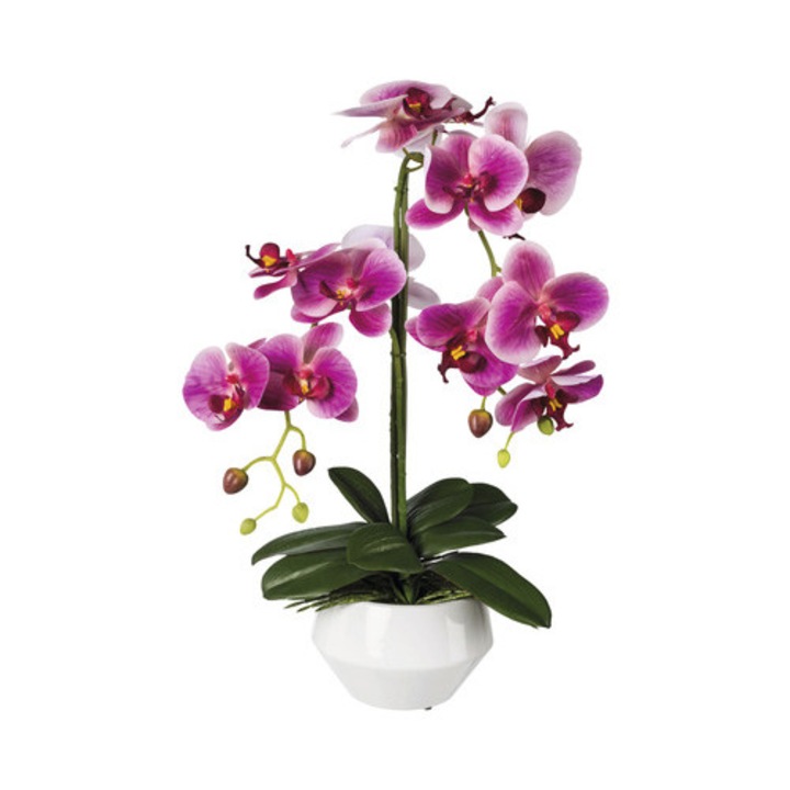 Planta Artificiala Orhidee Fluture Phalaenopsis In Ghiveci H 52 Cm Roz