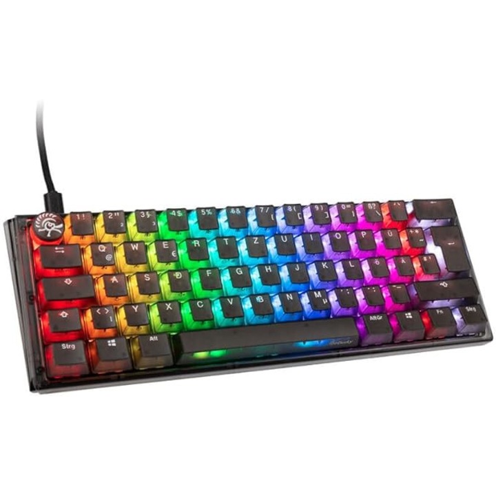 Механична клавиатура за игри Ducky One 3 MINI Aura Black, RGB LED, PBT клавиши - Cherry MX Blue, оформление на немски
