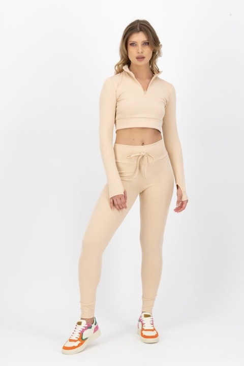 Set bluza si colanti dama, Kings & Clowns, Crem, Crem