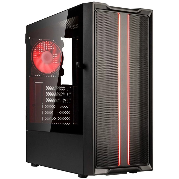 Кутия за компютър Kolink Inspire K12, RGB осветление, ATX, Mid Tower, черен