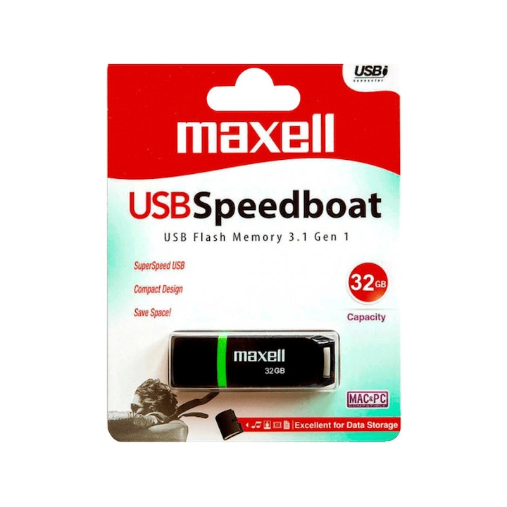 Maxell Speedboat USB memória, USB 3.1, 32 GB