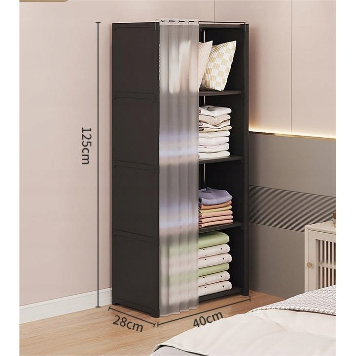 Dulap modular cu 4 rafturi, Plastic/Metal, 125x28x40 cm, Negru - eMAG.ro