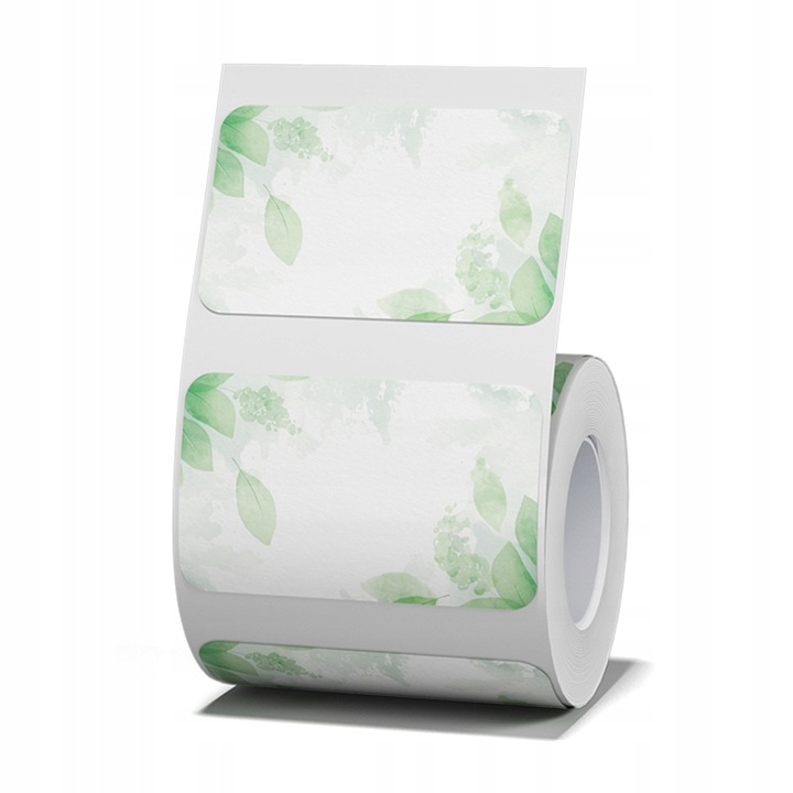 Комплект от 230 самозалепващи етикета за принтер B21/B3S/B1, NIIMBOT, Leaf pattern, 50x30 mm, Бяло/Зелено