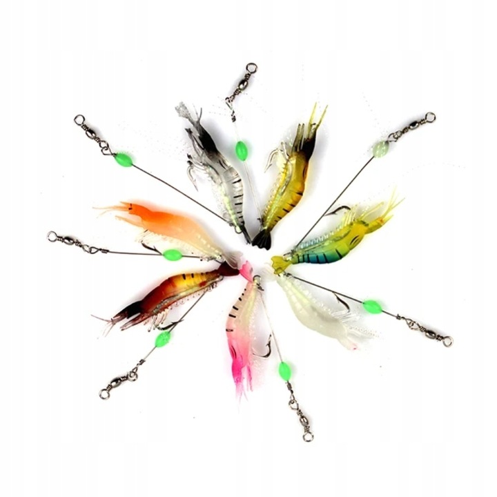 7 db-os wobbler készlet, szilikon, garnélarák modell, 8 cm, 5 g, többszínű