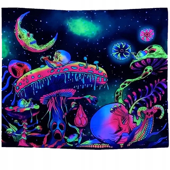UV FLUORESCENT KÉP FALIDÍSZ GOBELIN ODBLASK 150x150cm Gombák
