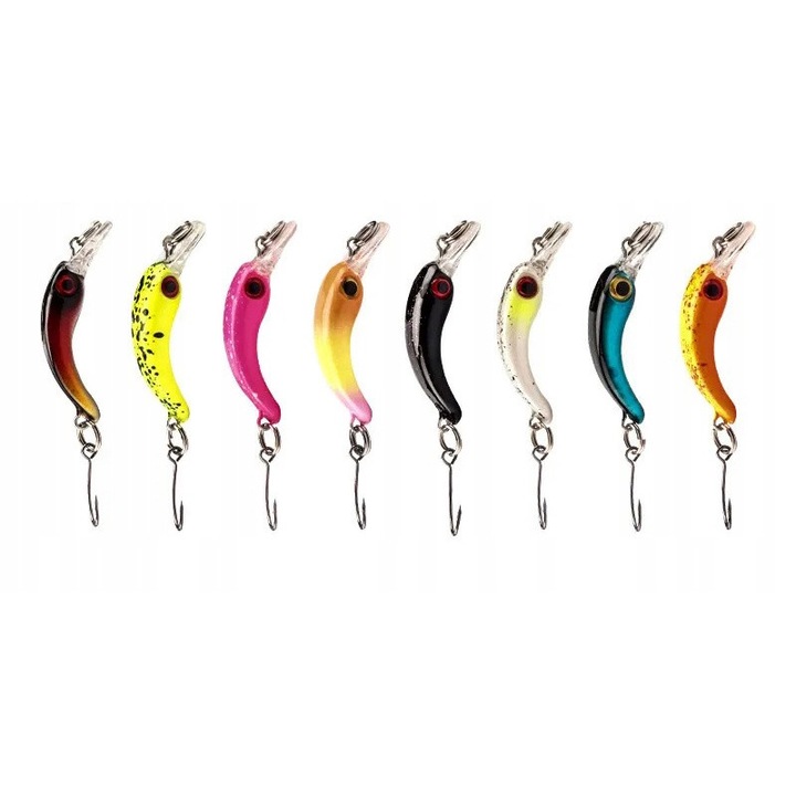 8 db-os wobbler készlet, ABS/Acél, 1,5 g, 4 cm, Többszínű