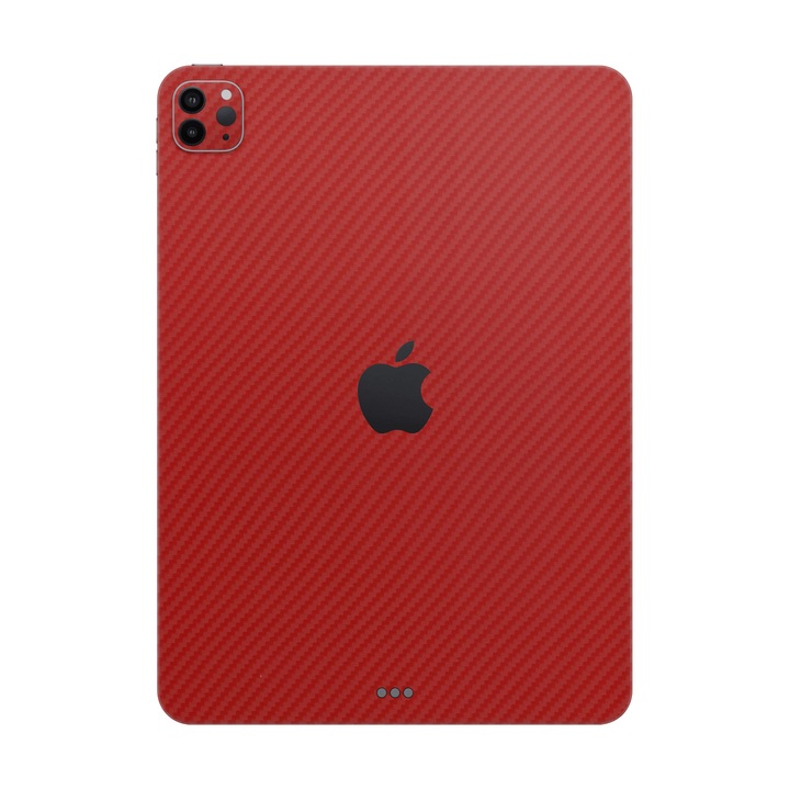 Folie de protectie pentru iPad Pro 12.9" (6th Gen), Colectia Elegans, Skin Spate cu laterale unite, Carbon Rosu