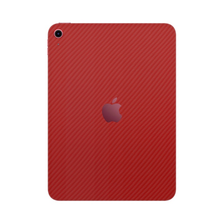 Folie de protectie pentru iPad 10.9" (10th Gen), Colectia Elegans, Skin Spate cu laterale unite, Carbon Rosu