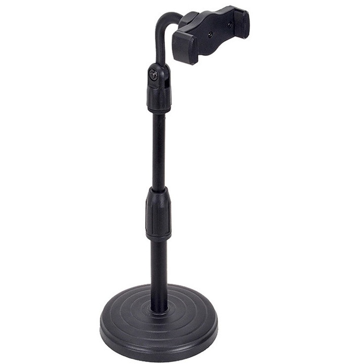 Asztali állvány telefonhoz, műanyag, fekete