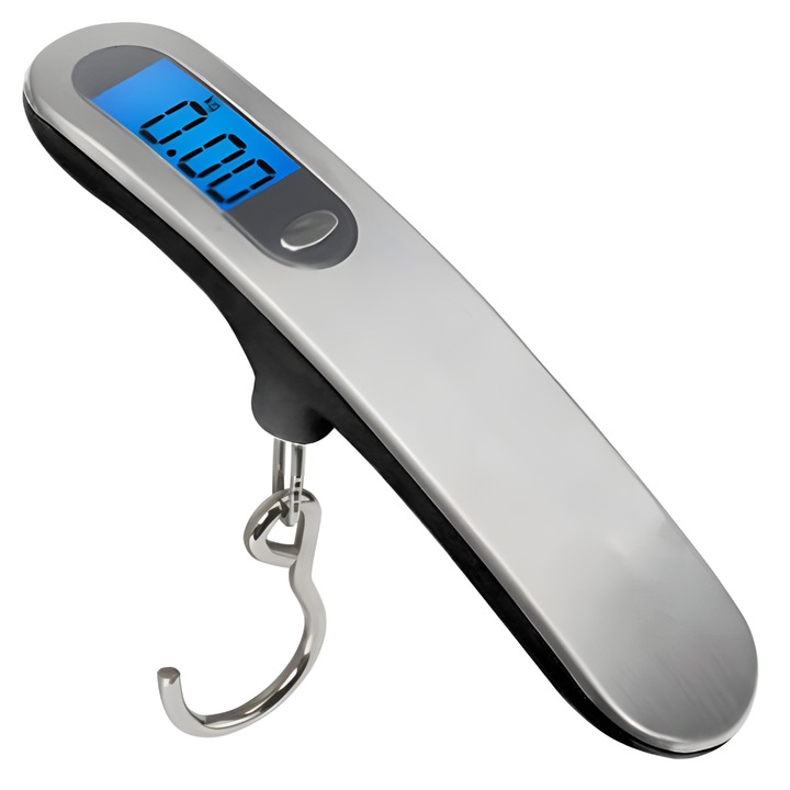 Cantar electronic portabil de bagaje 50KG, design compact, display LCD, utilizare multipla