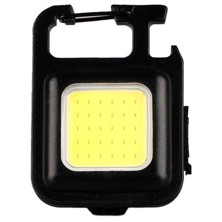 Entac LED фенерче, мини-ключодържател, квадратно, презареждаемо, 200mAh, 5W, 300lm, IP 54, черно