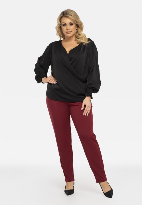 Bluza MAGMA cu decolteu plic negru, Negru