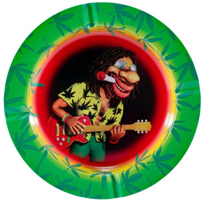 Кръгъл метален пепелник с десен Rasta 7CM