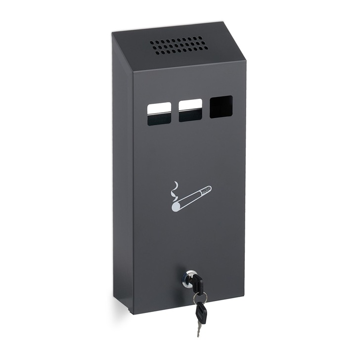 Scrumiera de exterior, dimensiuni 32.5 x 15 x 6 cm, antracit, Relaxdays