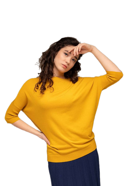 Bluza Dama Tricotata Hermina 151, evazata,, Galben