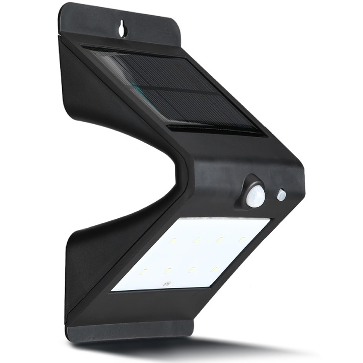 Lampa solara Modee WS123, cu senzor de miscare, 150 lm, acumulator 3.7V 1200mAh 18650, IP44, Negru