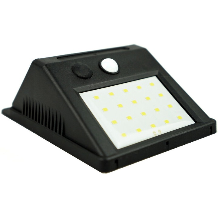Lampa solara Modee WS105, cu senzor de miscare, 100 lm, acumulator 3.7V 1200mAh 18650, IP44, Negru