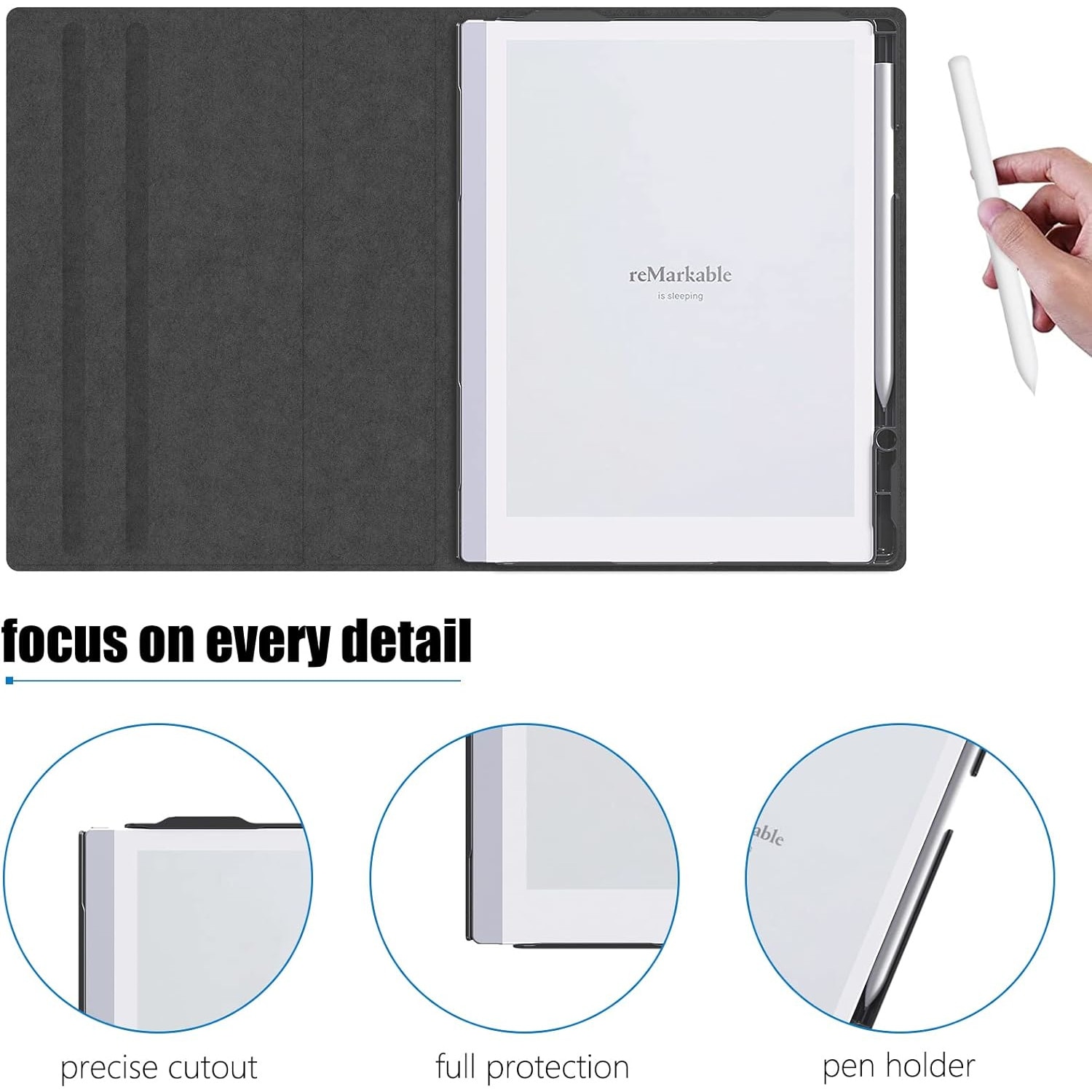 Husa compatibila cu reMarkable 2, permite rotatie completa 360 grade, negru