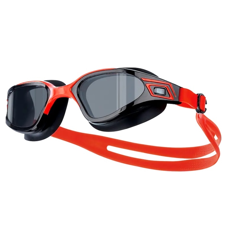 MEDILOGIC™ професионални очила за плуване, унисекс, поликарбонат/силикон, UV защита, против замъгляване, регулируем размер, черно/червено