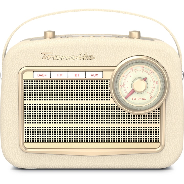 Radio portabil TechniSat, 5 W, LCD, Bluetooth, AUX, USB, Jack 3.5mm, Alarma (Bej)